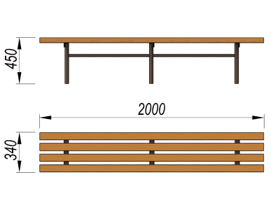 Двухметровая лавочка без спинки 2 м МАФ 1602 в Самаре