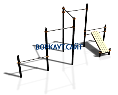 Воркаут комплекс разноуровневых турников со скамьей для пресса ВС-37 в Самаре