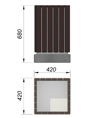 Урна деревянная квадратная с бетонным основанием МАФ 1633 в Самаре