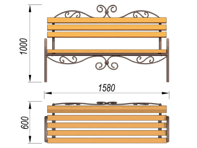 Лавочка кованная МАФ 1606 в Самаре