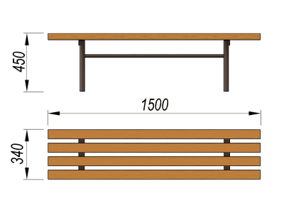 Лавочка без спинки МАФ 1601 в Самаре