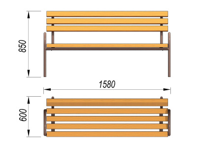 Парковая лавочка со спинкой МАФ 1605 в Самаре