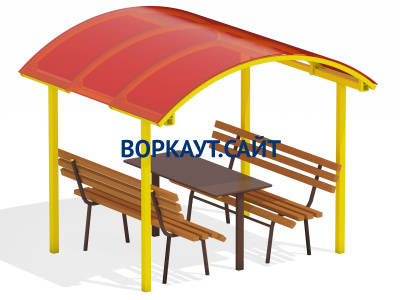 Стол и лавки под навесом МАФ 4005 в Самаре